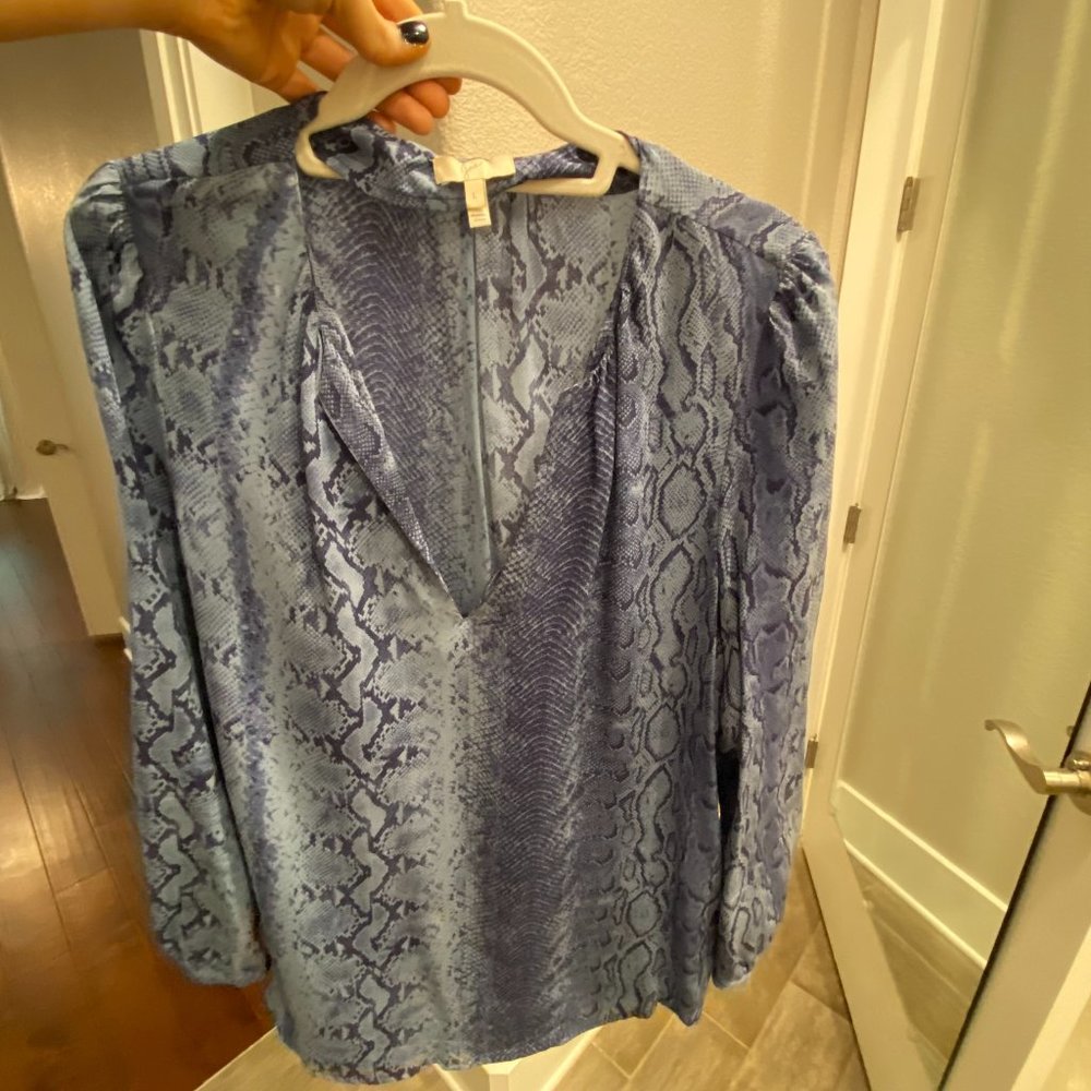Joie Blue Snake Print Blouse Size L